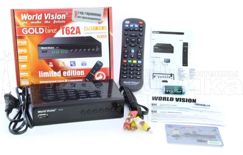 Ресивер  эфирный HD (DVB-T2)          World-Vision T62A  LE Т2+С:метал,кнопки,диспл,wi-fi, шнурRCA от магазина Электроника GA