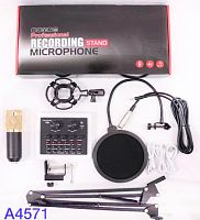 микрофон студийный конденсаторный bm-800 со звуковой картой (mf56)  фото