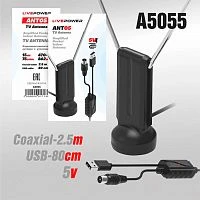 антенна тв комнатная цифровая mrm ant05 с усилением 15дб, эфирная для dvb-t2 телевидения  фото