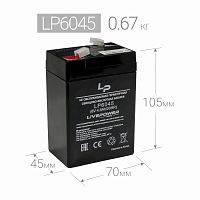 аккумулятор live-power lp6045 6v/4.5 ah, батарея для ибп, ups, свинцово-кислотный (45*70*105mm)   фото
