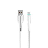 шнур usb - microusb sendem m18 белый, длина 1 м, силиконовый кабель  фото