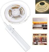 светодиодная лента огонек og-ldl04 теплый свет 1м c датчиком движения, для шкафов, лестниц, кровати,  фото