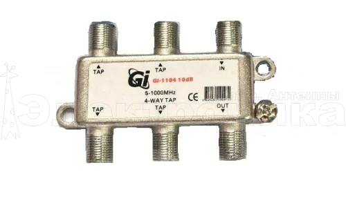 ответвитель на 4 отвода gi-1104 10db (5-1000 мгц), проходной, с ответвлением на 4 выхода по 10 дб  фото