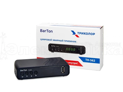 Ресивер цифровой BarTon TH-562 эфирный DVB-T2/C тв приставка ТВ без абонплаты TV-тюнер медиаплеер от магазина Электроника GA