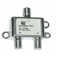 диплексор gi sd01 sat 5-860 ant 950-2150 mhz, f разъемы эфирный + спутниковый с проходом питания 2х1  фото