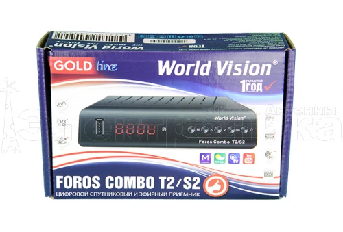 Ресивер цифровой World Vision FOROS Combo эфирно-спутниковая DVB-T2/S2/C тв приставка, медиаплеер от магазина Электроника GA