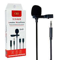 микрофон петличный mrm cq021 (aux jack 3,5) черный цвет, проводной  фото