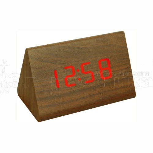 часы электронные настольные vst864-1 красные цифры (без блока) темно-коричневые  фото