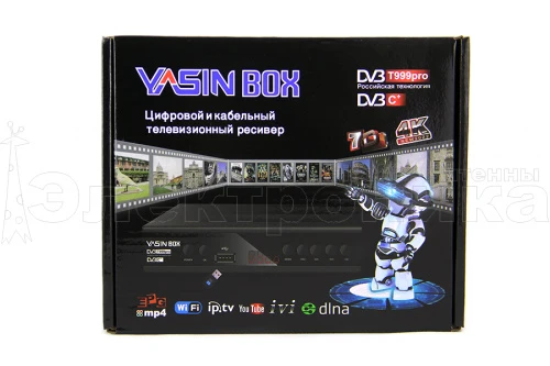 Ресивер цифровой HD YASIN BOX T999 эфирный DVB-T2/C приёмник тв приставка бесплатное тв тюнер от магазина Электроника GA