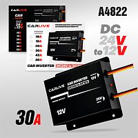 инвертор преобразователь напряжения 24>12v 30a  inverter, автомобильный преобразователь dc dc  фото
